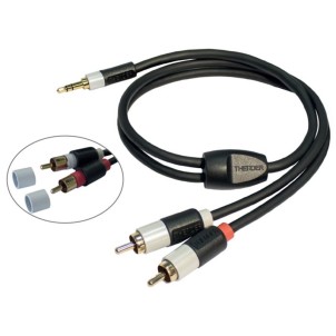 Thender 15-275 5m Cavo Audio 2RCA-Jack 3.5mm Stereo Contatti Placcati Oro