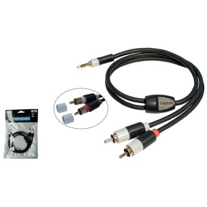 Thender 15-275 5m Cavo Audio 2RCA-Jack 3.5mm Stereo Contatti Placcati Oro