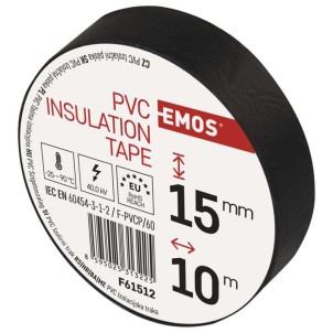 Emos F61512 Nero Nastro Isolante Larghezza 15mm x Lunghezza 10mt Spessore 0,13