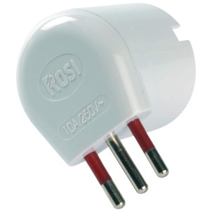 Rosi RS78027 Bianco Adattatore Presa Schuko Spina 90° 10A SalvaSpazio Serie Unika