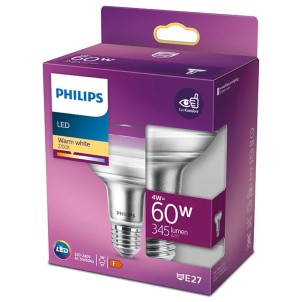 Philips Riflettore LED R80 4W E27 220-240V 2700K 345lm 90° Equivalente 60W