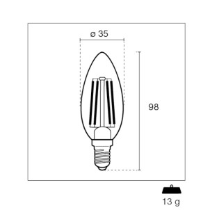 Century INM1W-451427 Candela E14 4,5W Incanto White Led 470lm 2700K 230V Equivalente 40w