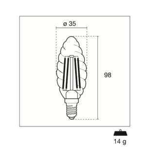 Century INTOR-041427 Tortiglione E14 4W Incanto Led 470lm 2700K 230V Equivalente 40w