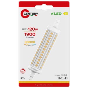 Century TRD-1411830BL Lineare 118mm R7s 14W TRE-D Led 1900lm 3000K 230V Equivalente 120w Dimmerabile