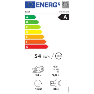 Bosch SMS4ECI27E Inox Lavastoviglie 14Coperti 3°Cestello 42dB SpeedPerfect+ EfficientDry VascaInox HC Serie4